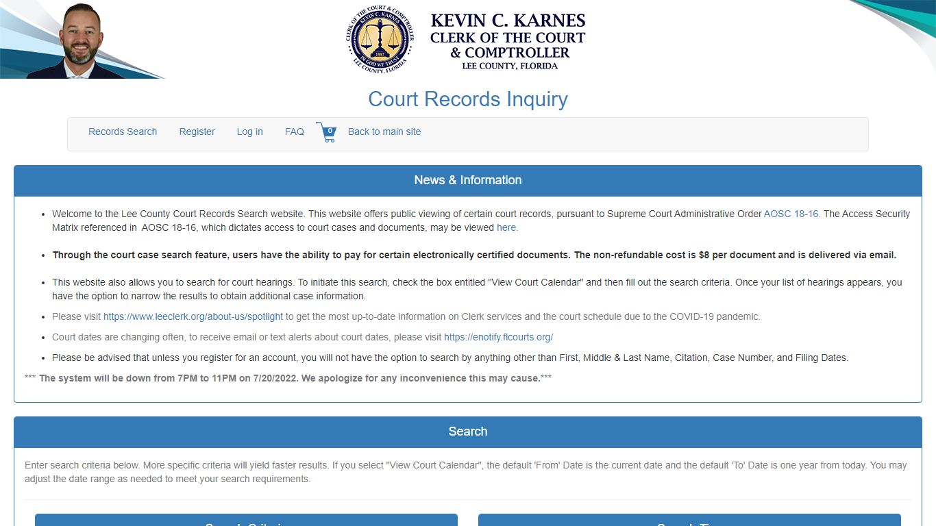 Lee County Clerk of Courts Records Inquiry