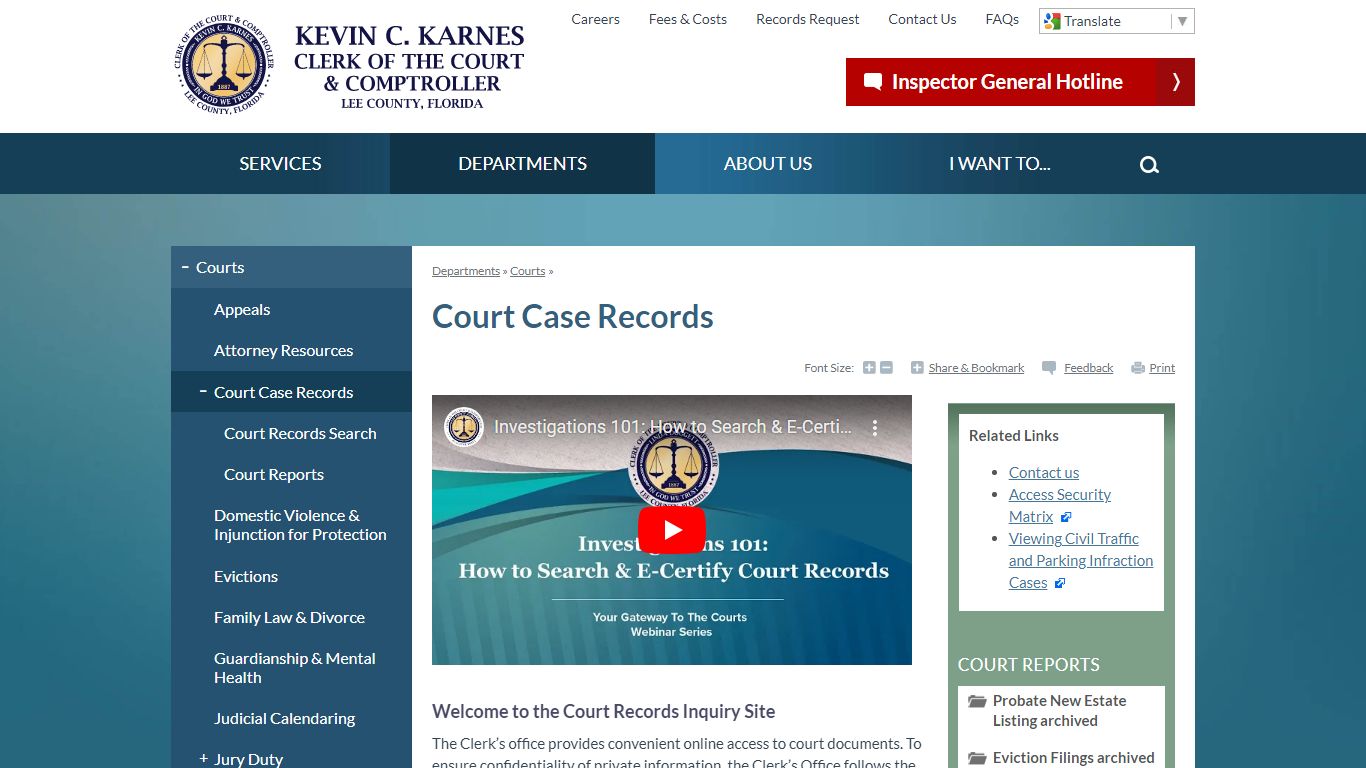 Court Case Records | Lee County Clerk of Court, FL